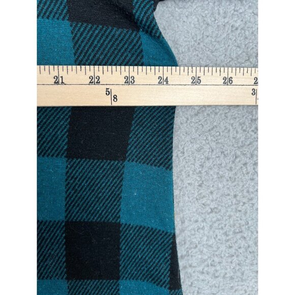 Catherines Women's Top Blouse 0X 14/16W Teal Black 3/4 Roll Tab Pullover - Picture 9 of 10